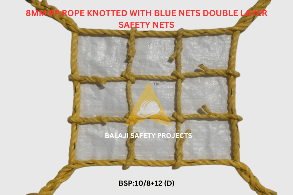 8mm PP Rope Knotted with Blue Nets Double Layer Safety Nets