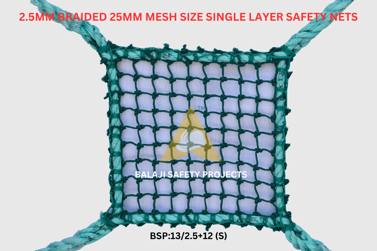 2.5mm Braided 25mm Mesh Size Single Layer Safety Nets