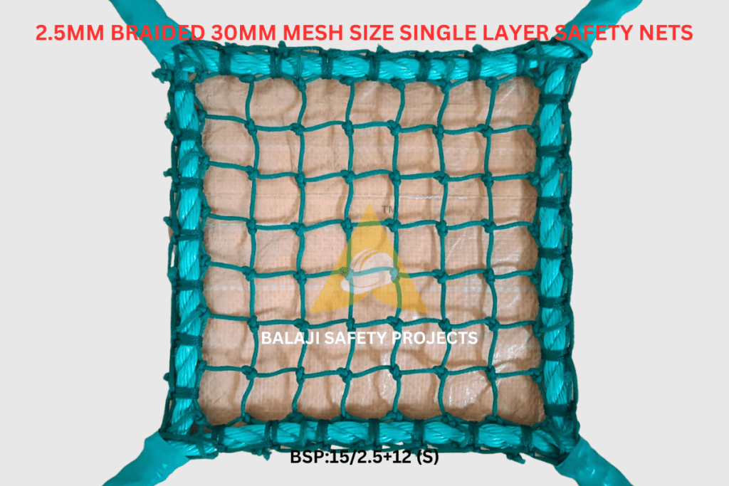 2.5mm Braided 30mm Mesh Size Single Layer Safety Nets