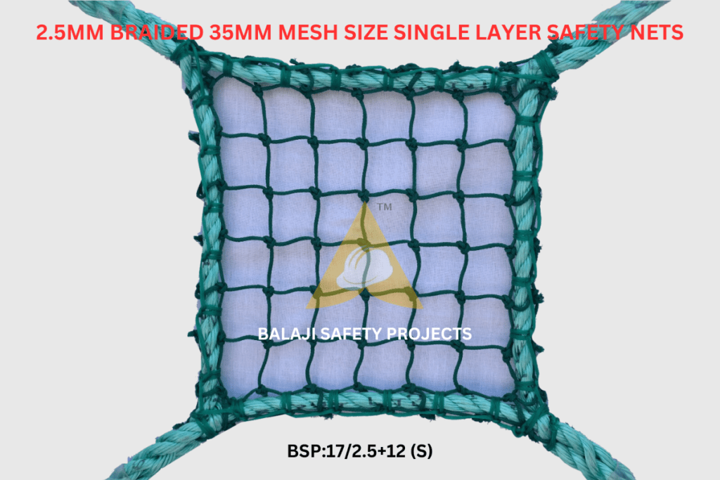 2.5mm Braided 35mm Mesh Size Single Layer Safety Nets