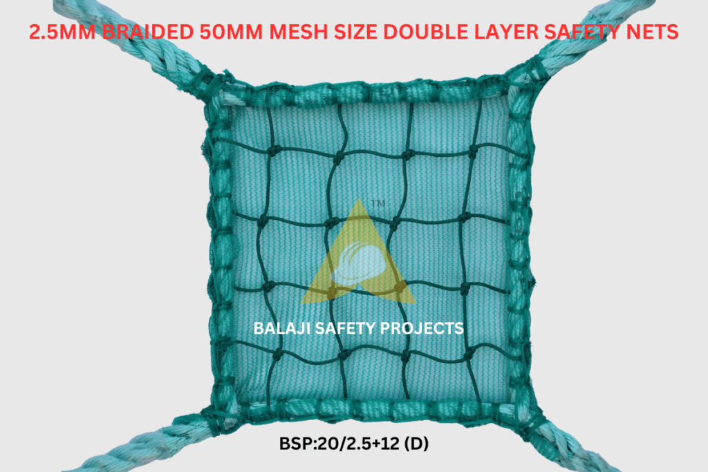 2.5mm Braided 50mm Mesh Size Double Layer Safety Nets