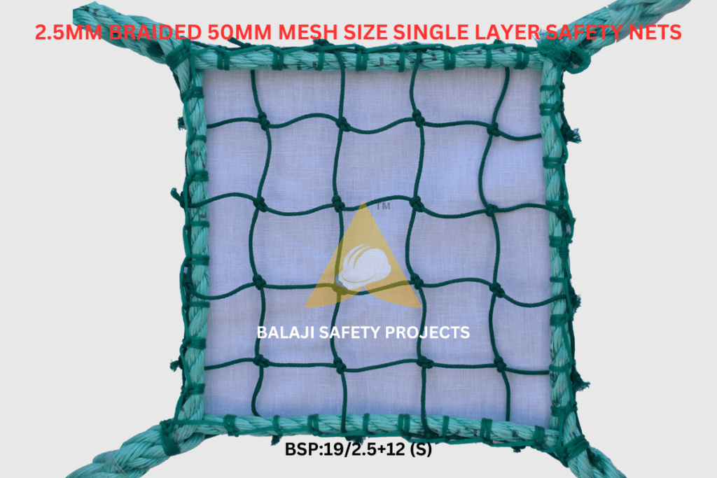 2.5mm Braided 50mm Mesh Size Single Layer Safety Nets