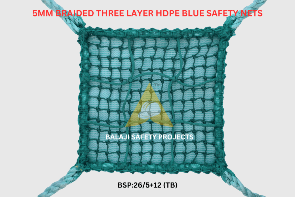 5mm Braided Three Layer HDPE Blue Safety Nets 2