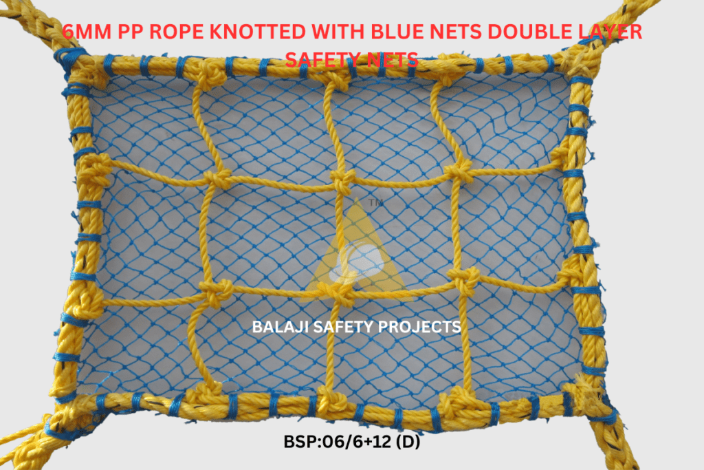 6mm PP Rope Knotted with Blue Nets Double Layer Safety Nets