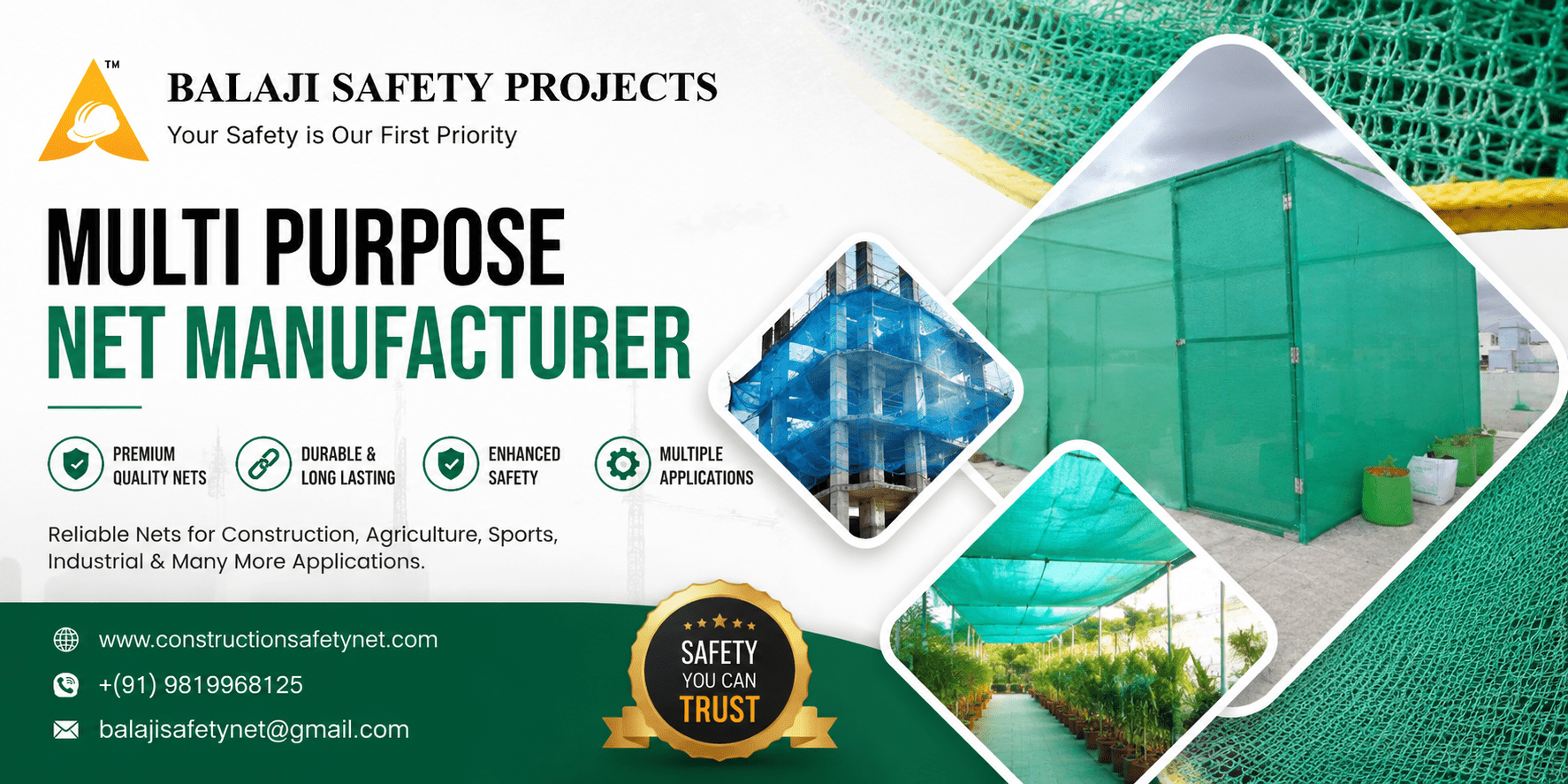 Multi Purpose Net Manufacturer in India | High-Quality Safety Nets by Balaji Safety Projects